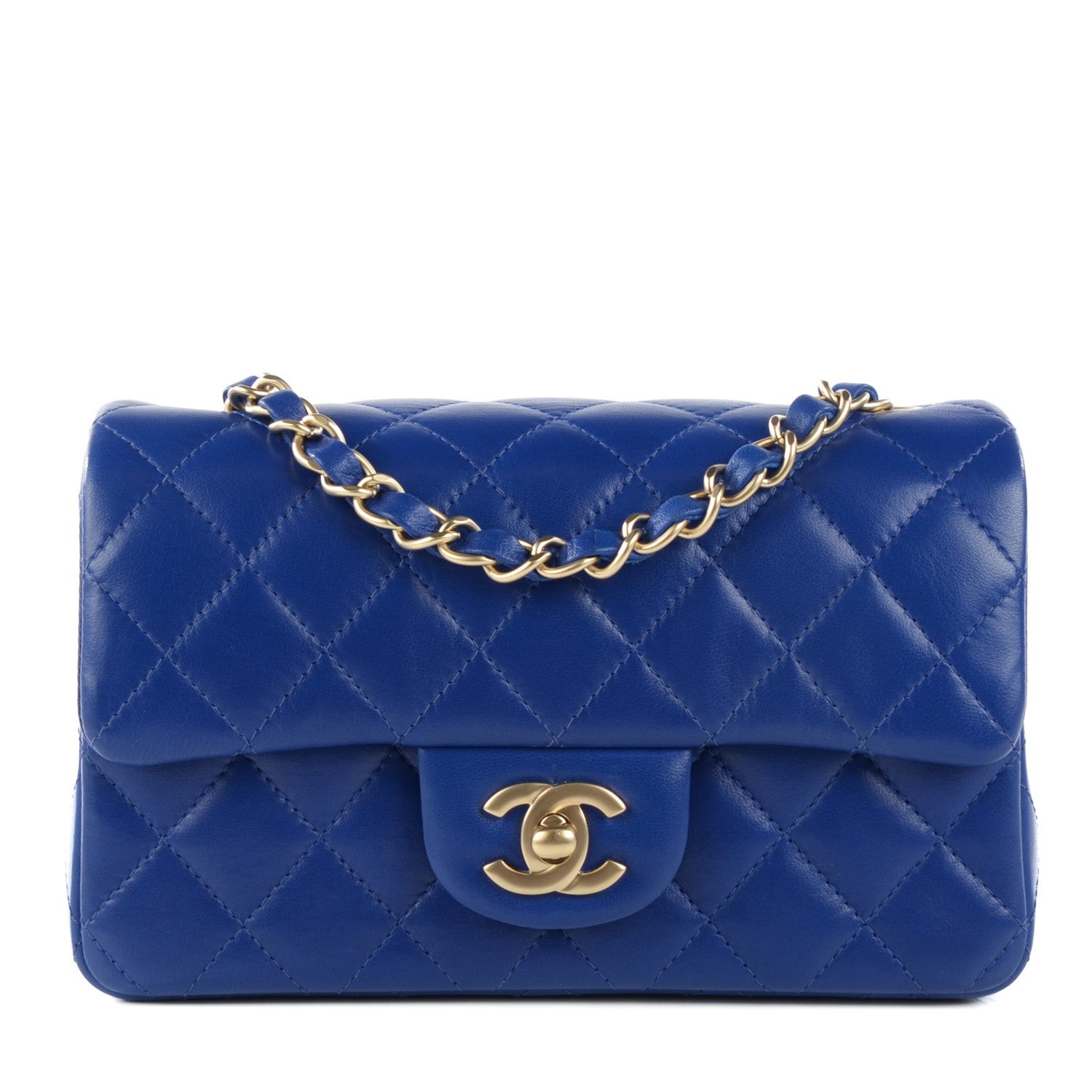 Chanel Lambskin Quilted Mini Rectangular Flap Dark Blue 1 of 7