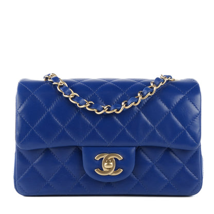 Chanel Lambskin Quilted Mini Rectangular Flap Dark Blue 1 of 7