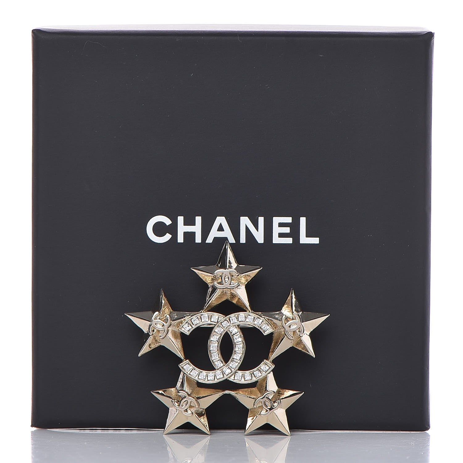Chanel Baguette Crystal CC Star Brooch Gold 5 of 5