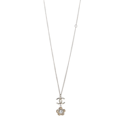 Chanel Pearl CC Camellia Pendant Necklace Gold 1 of 7