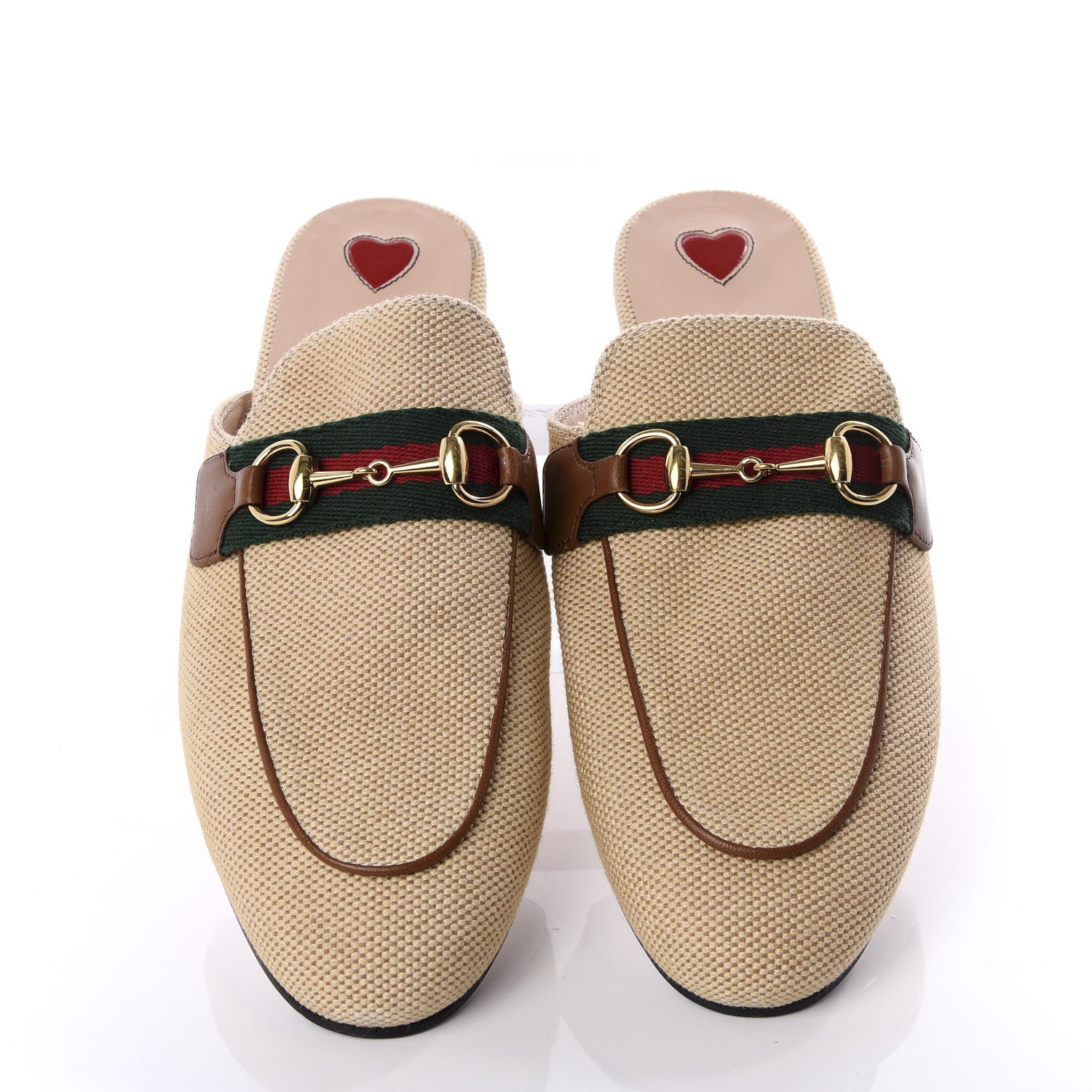 Gucci Canvas Vintage Charlotte Web Princetown Slippers 36 Sand Cuir 5 of 10