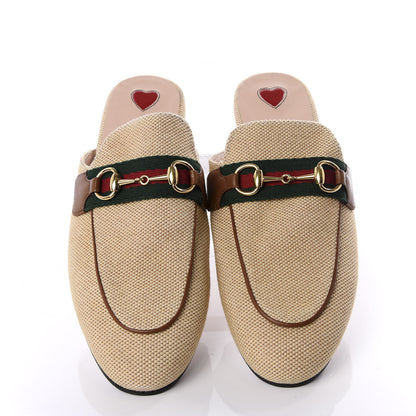 Gucci Canvas Vintage Charlotte Web Princetown Slippers 36 Sand Cuir 5 of 10