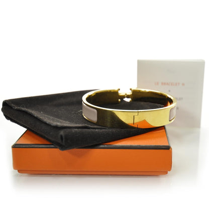 Hermes Enamel Narrow Clic Clac H Bracelet Pink and Gold 2 of 5