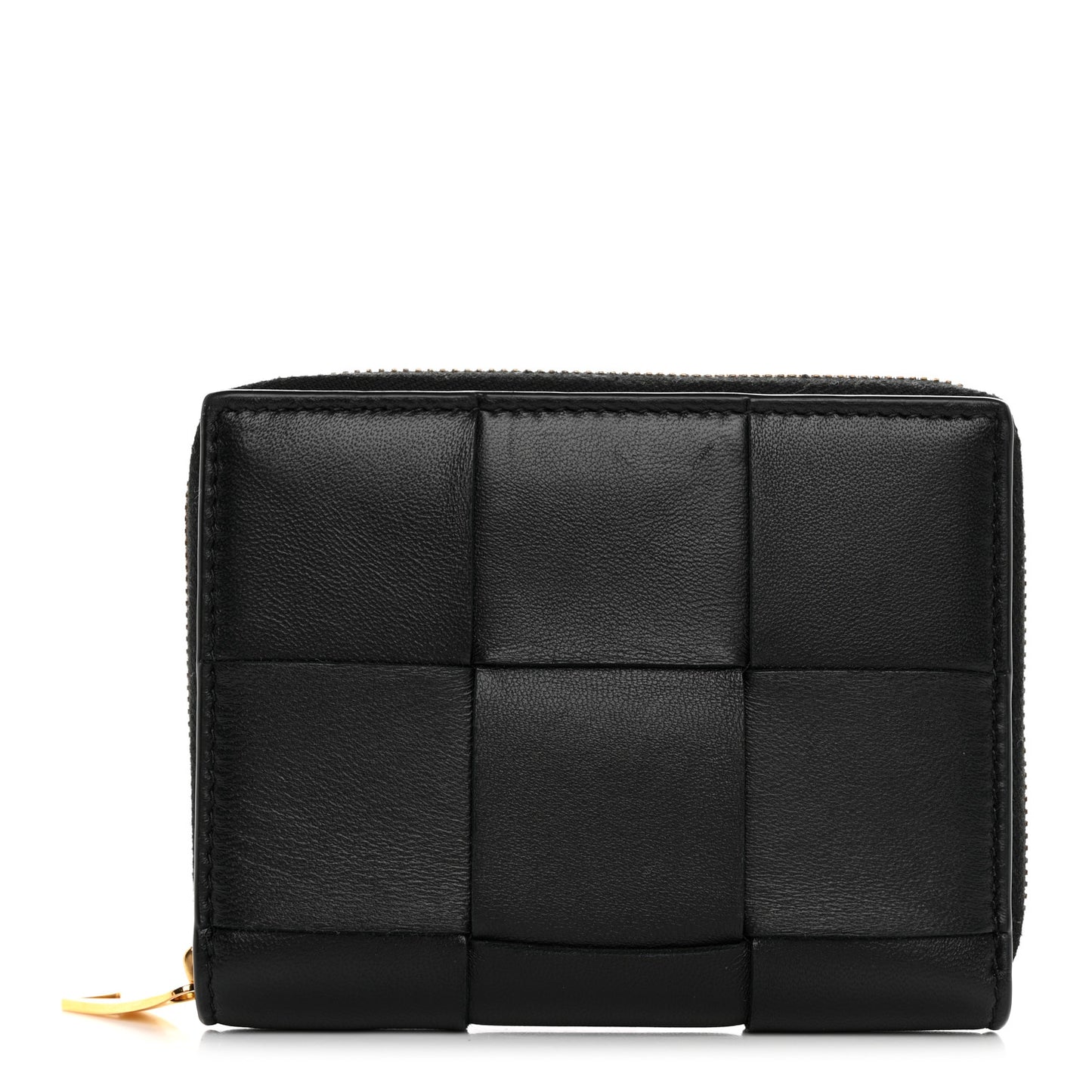 Calfskin Maxi Intreccio Zip Around Wallet Black