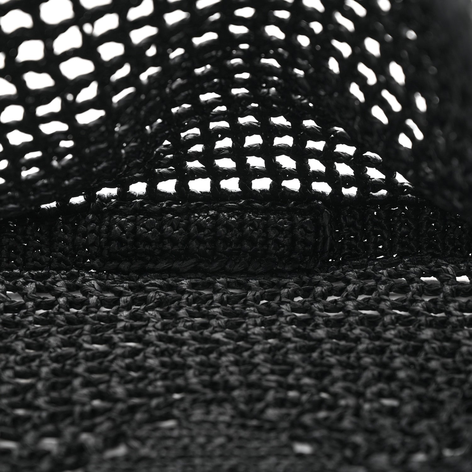 Prada Yarn Raffia Effect Crochet Logo Embroidered Tote Bag Black 5 of 12