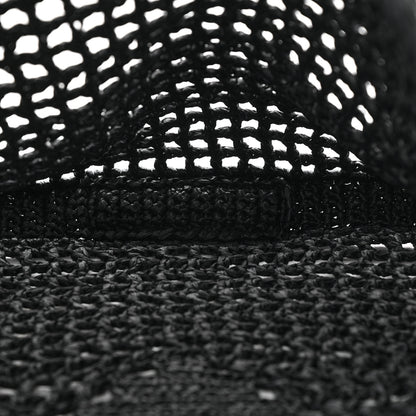 Prada Yarn Raffia Effect Crochet Logo Embroidered Tote Bag Black 5 of 12