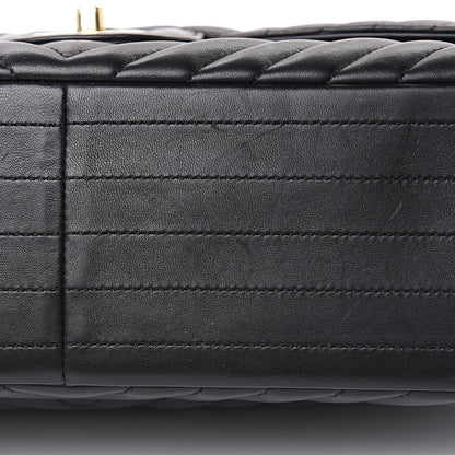 Chanel Lambskin Chevron Quilted Jumbo Double Flap Black 11 of 16