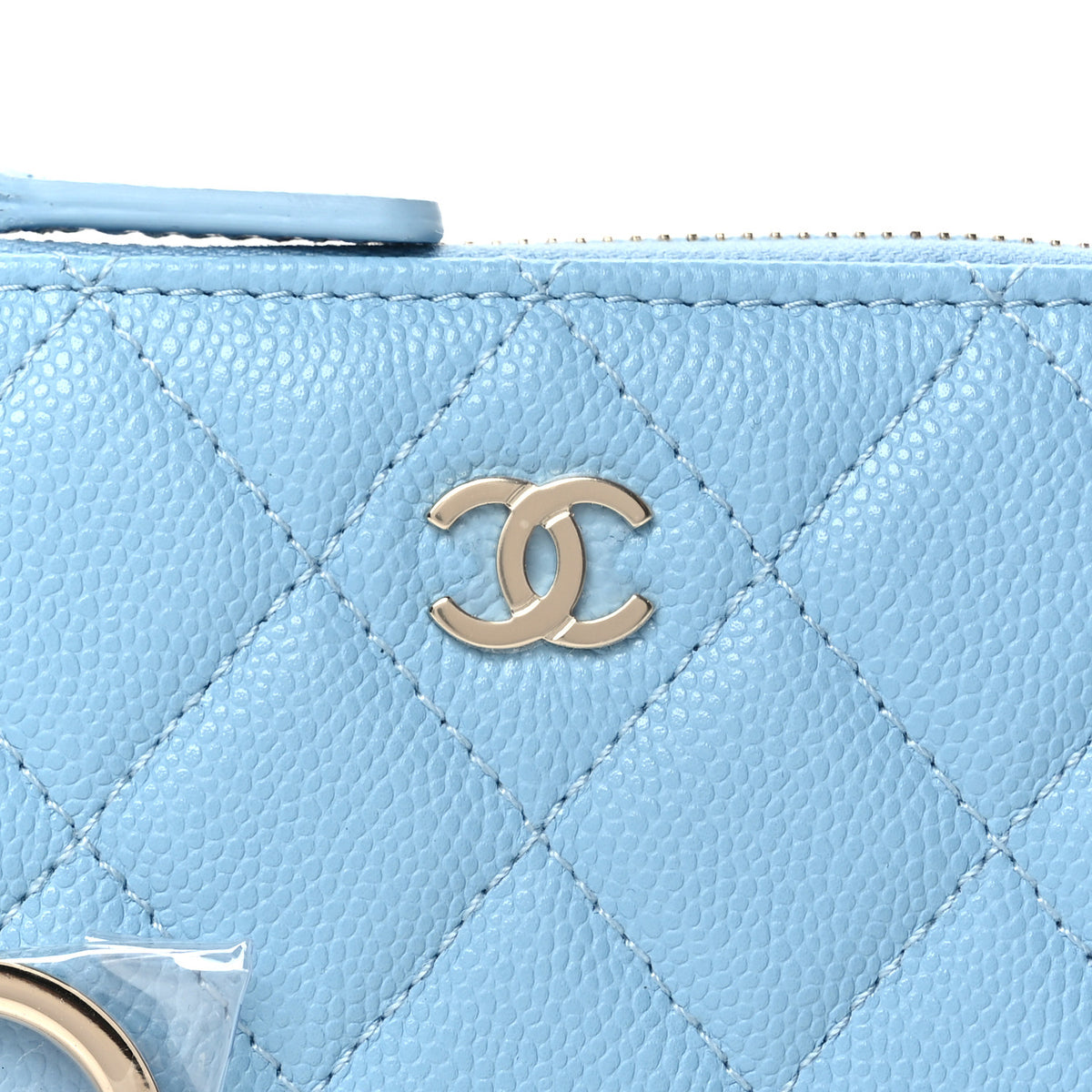 Chanel Caviar Quilted Zipped Key Holder Case Light Blue 8 of 11