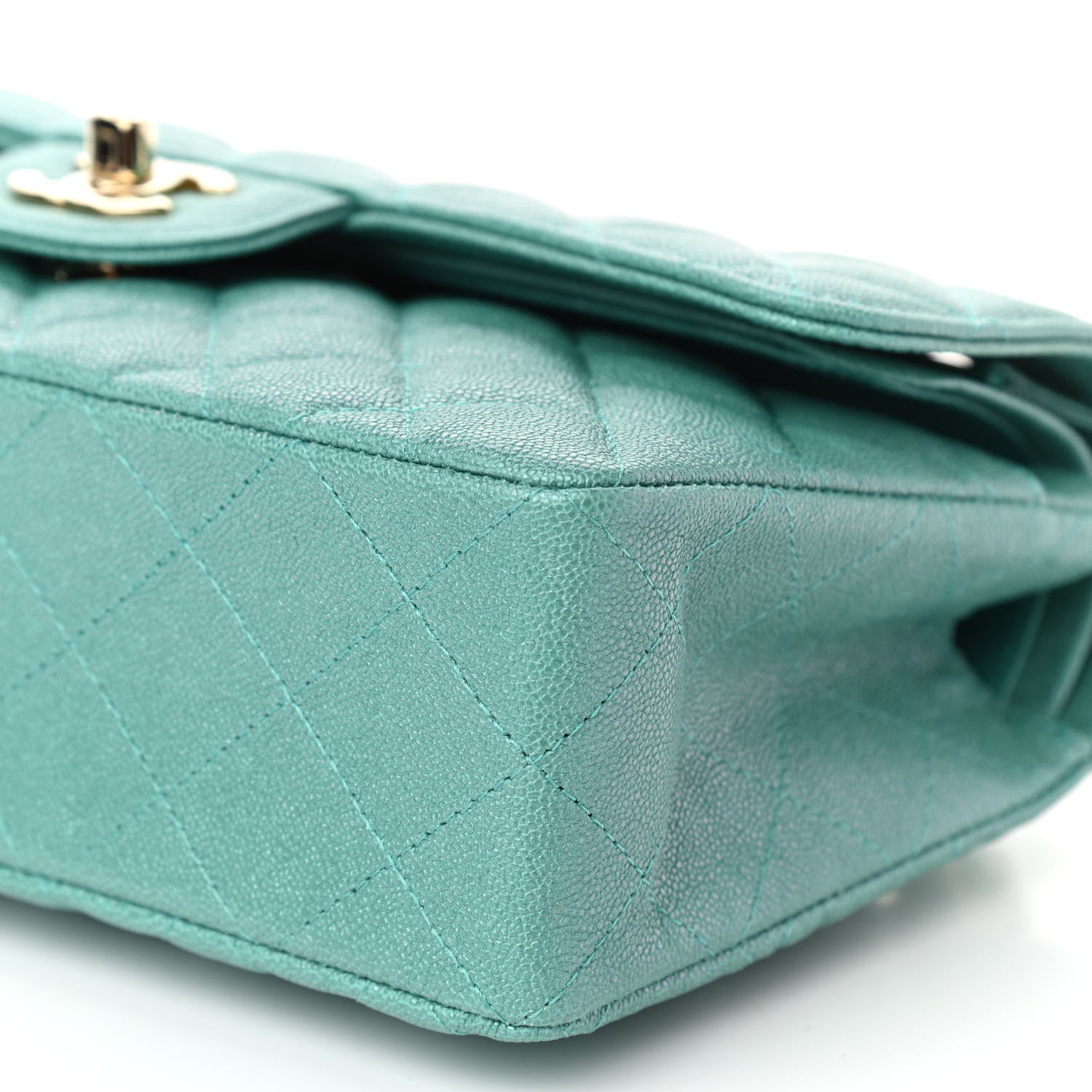 Chanel Iridescent Caviar Quilted Small Double Flap Green 10 of 11