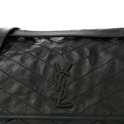 Saint Laurent Crinkled Calfskin Matelasse Monogram Large Niki Chain Satchel Black 7 of 10