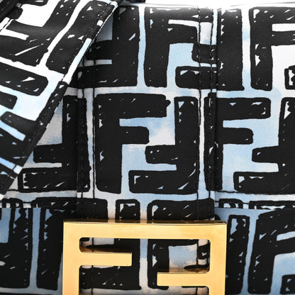 Fendi X JOSHUA VIDES Nylon FF Cloudy Mini Belt Baguette Bag White Celeste Black 8 of 10