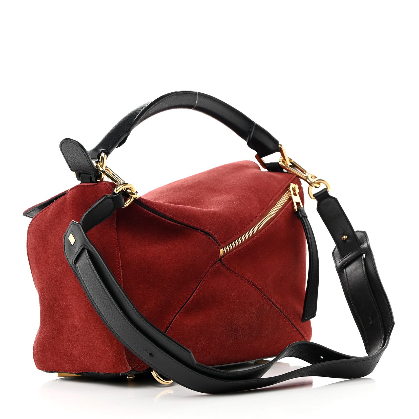 Suede Medium Puzzle Bag Red