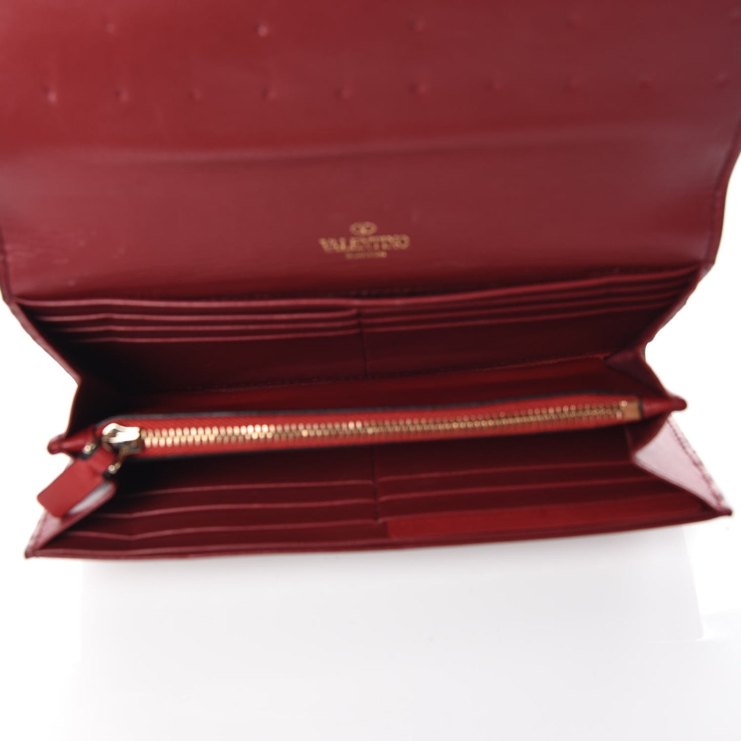 Nappa Rockstud Spike Flap Wallet Rubino