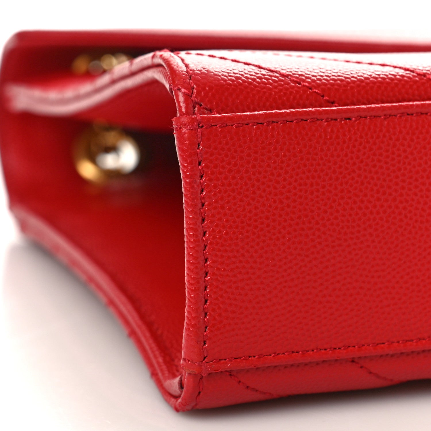 Saint Laurent Grain De Poudre Matelasse Chevron Large Monogram Satchel Lipstick Red 8 of 9