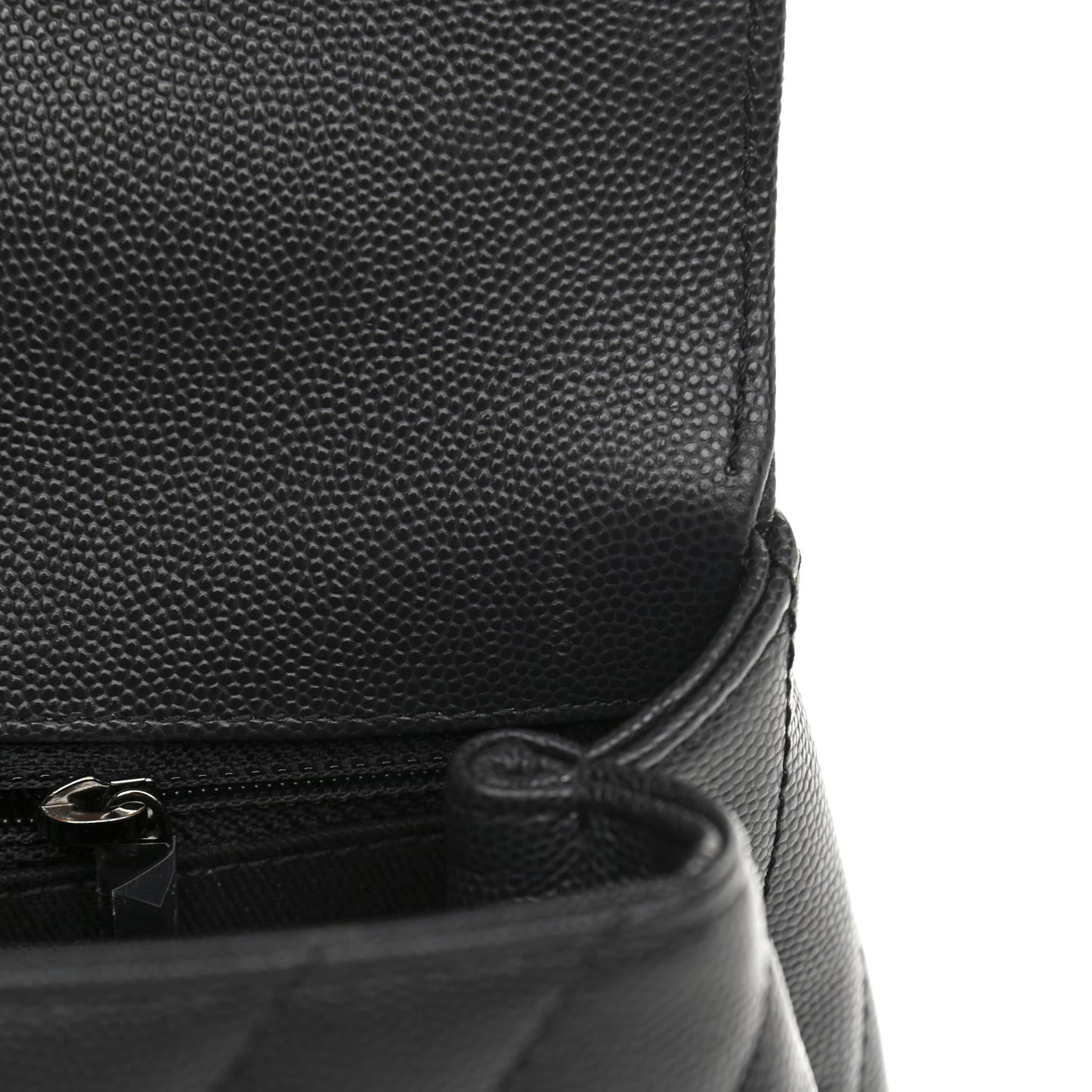 Caviar Chevron Quilted Mini Coco Handle Flap Dark Grey
