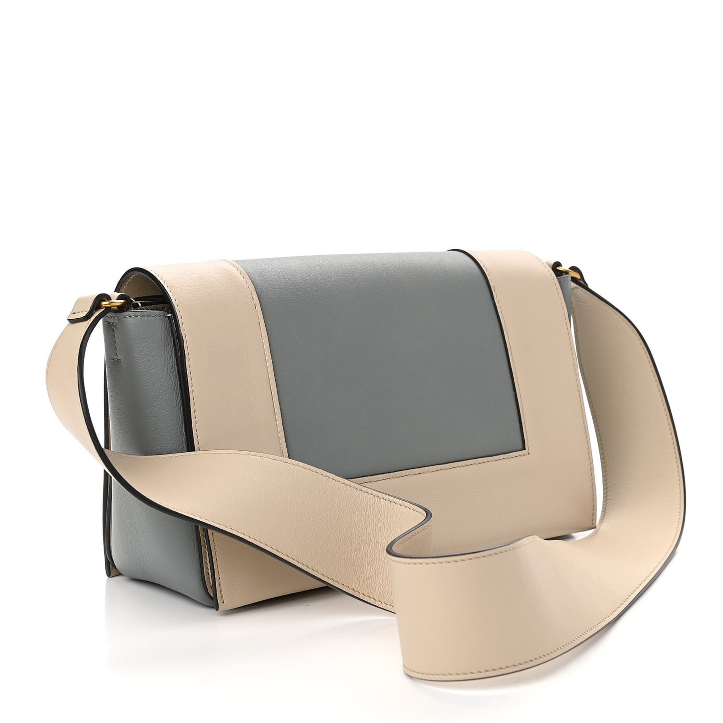 Shiny Smooth Calfskin Medium Frame Shoulder Bag Grege Storm