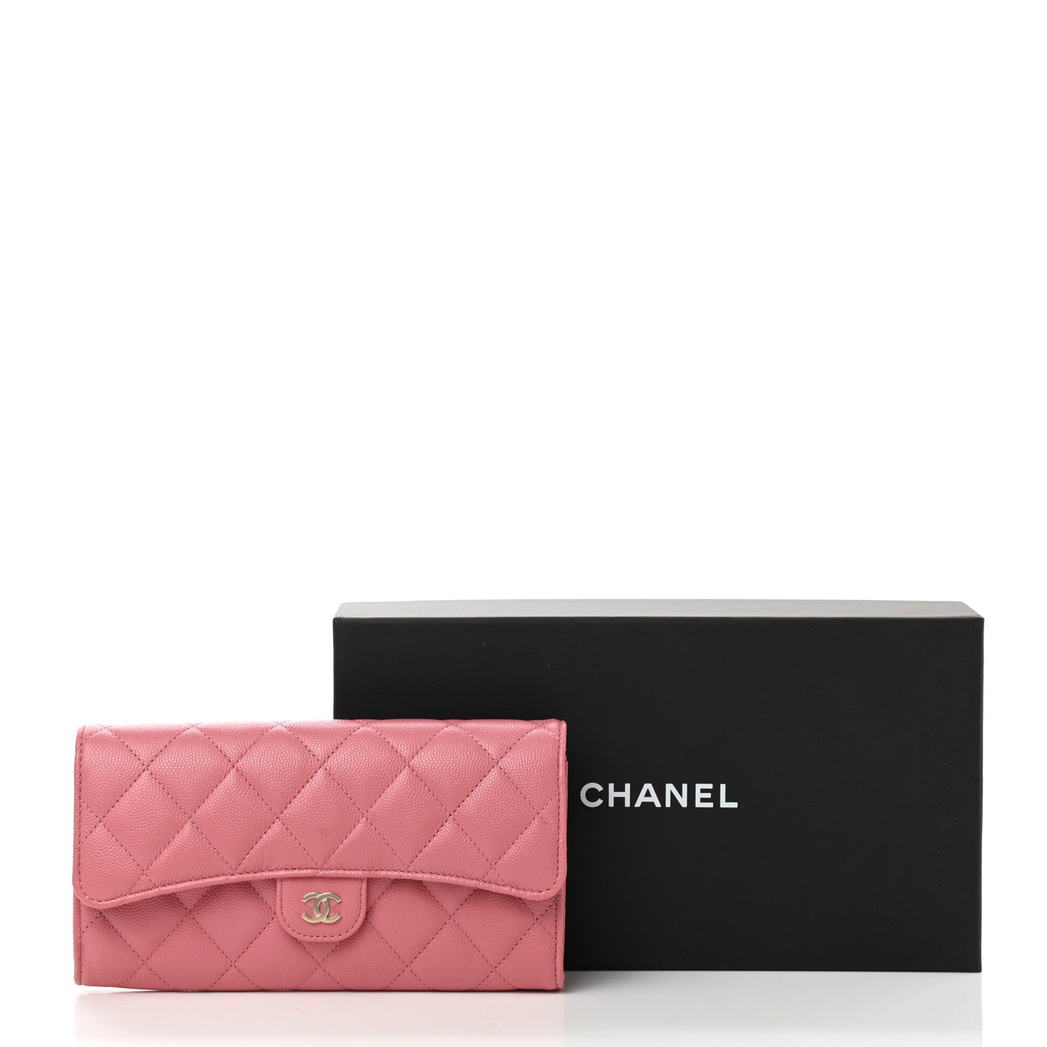 Chanel Caviar Quilted Large Gusset Flap Wallet Dark Pink 5 of 9