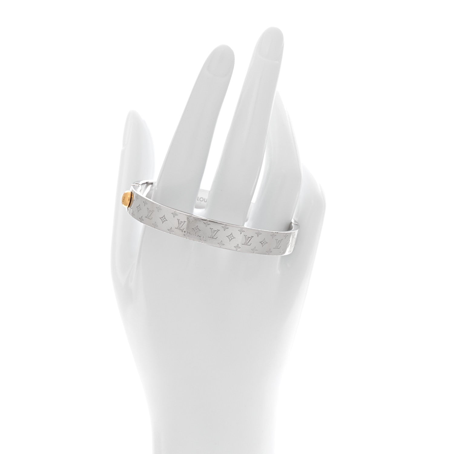 Louis Vuitton Brass Palladium Plated Nanogram Cuff M Silver 2 of 7