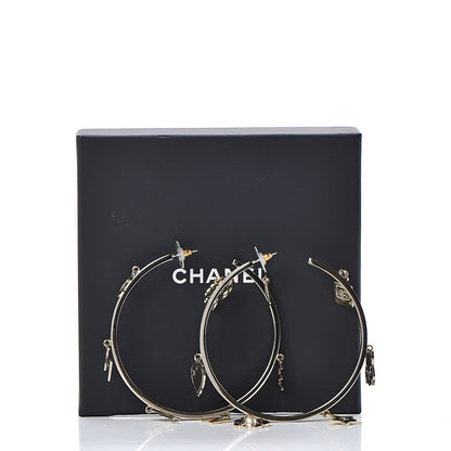 Chanel Logo Charms Hoop Earrings Light Gold 5 of 5