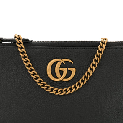 Gucci Pebbled Calfskin GG Marmont Zip Chain Bag Black 8 of 10