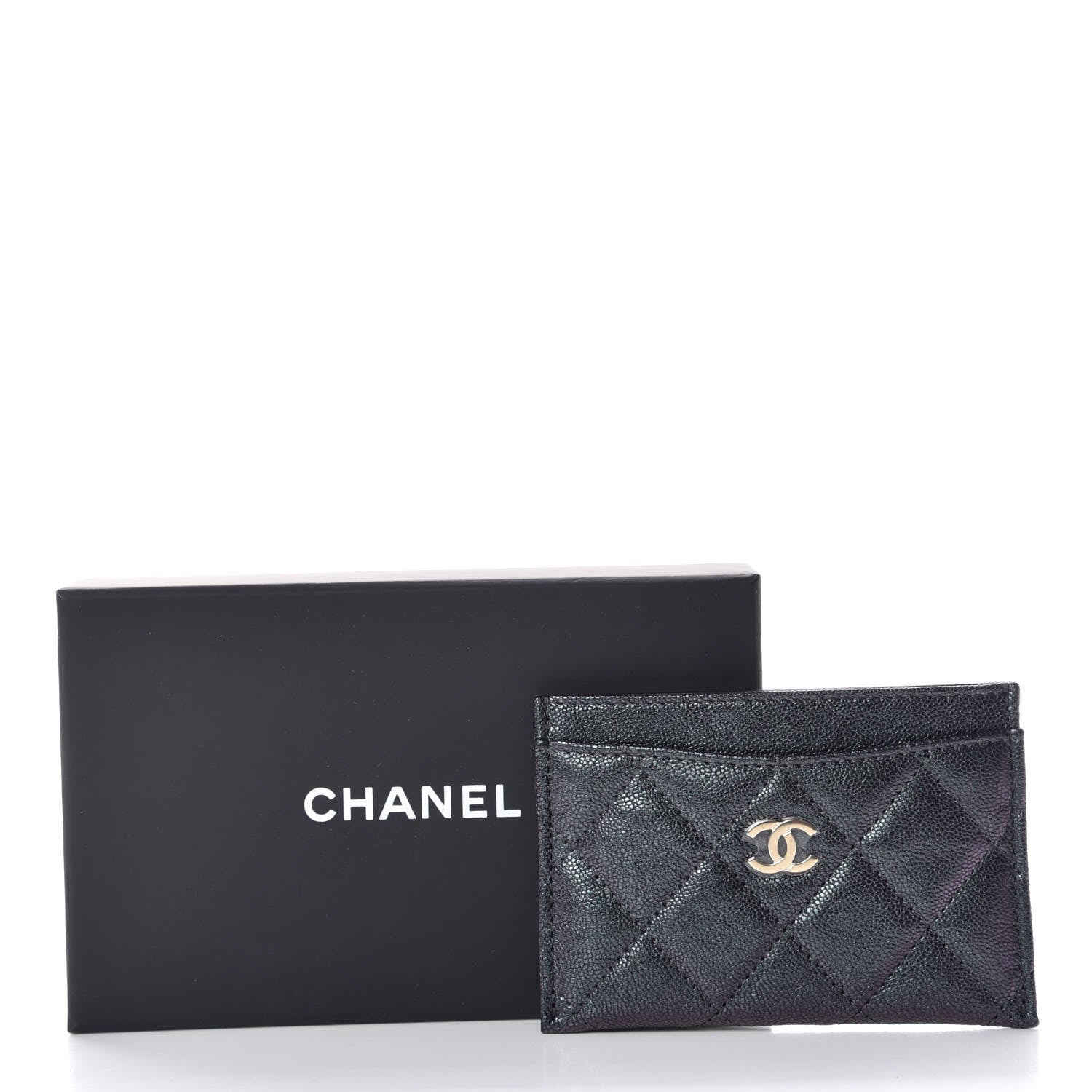 Chanel Iridescent Caviar Quilted Card Holder Black 9 of 9