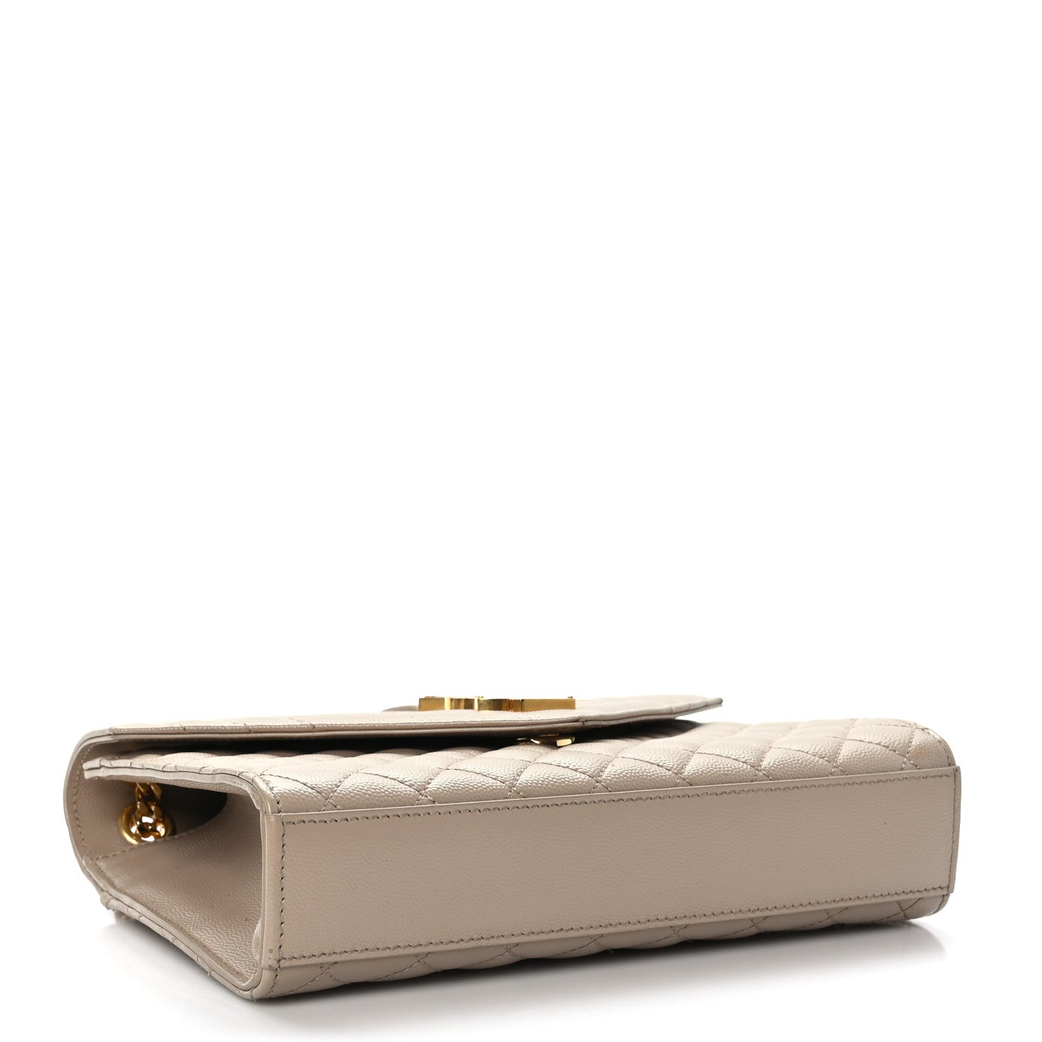 Saint Laurent Grain De Poudre Textured Mixed Matelasse Medium Triquilt Monogram Satchel Dark Latte 4 of 8