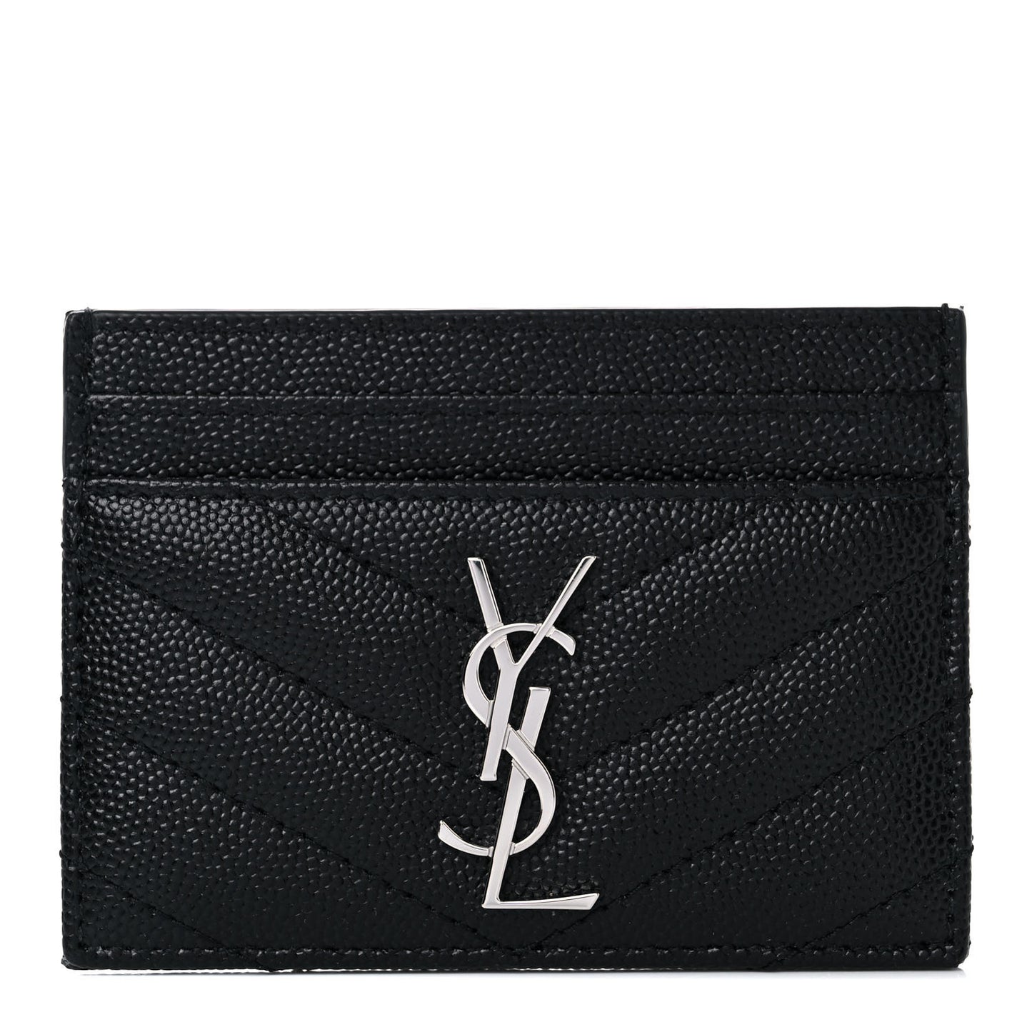 Grain De Poudre Matelasse Chevron Monogram Credit Card Case Black