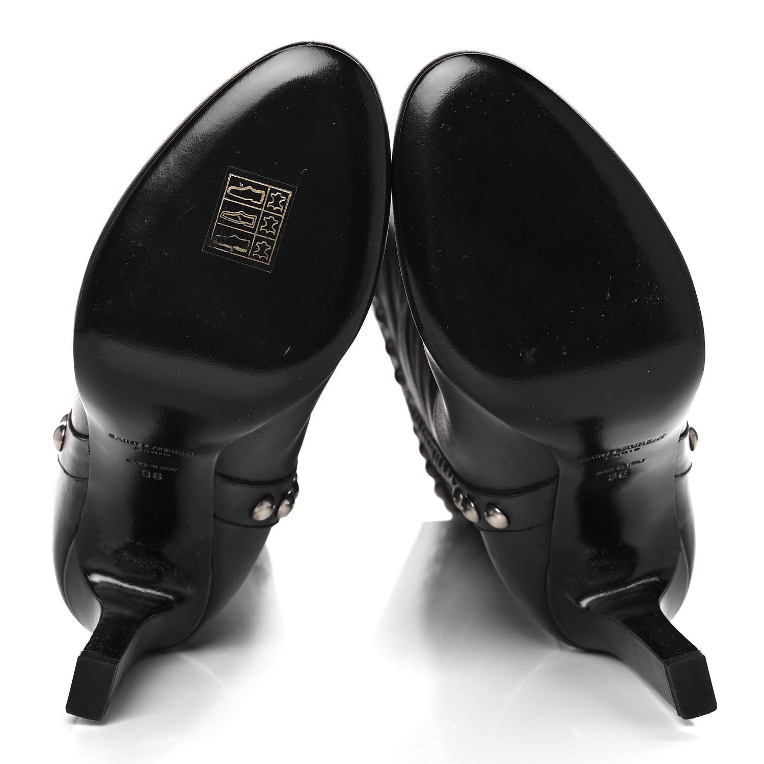 Saint Laurent Calfskin Light Studded Grace 105 Boots 36 Black 5 of 9