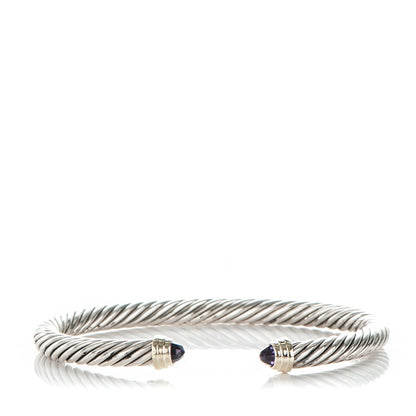 David Yurman Sterling Silver 14K Yellow Gold Amethyst 5mm Cable Classics Petite Color Bracelet 1 of 5