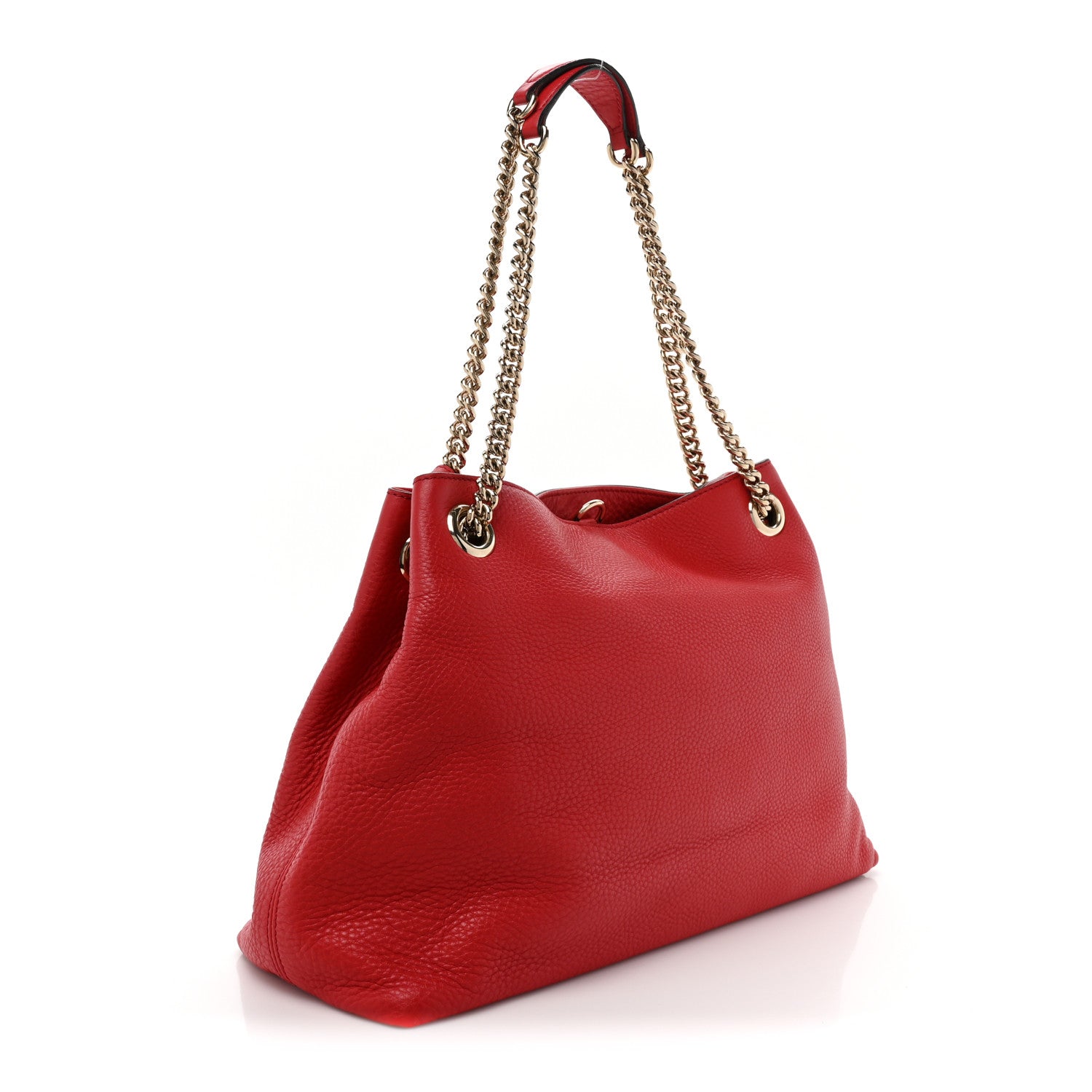 Gucci Pebbled Calfskin Medium Soho Chain Shoulder Bag Tabasco Red 3 of 12