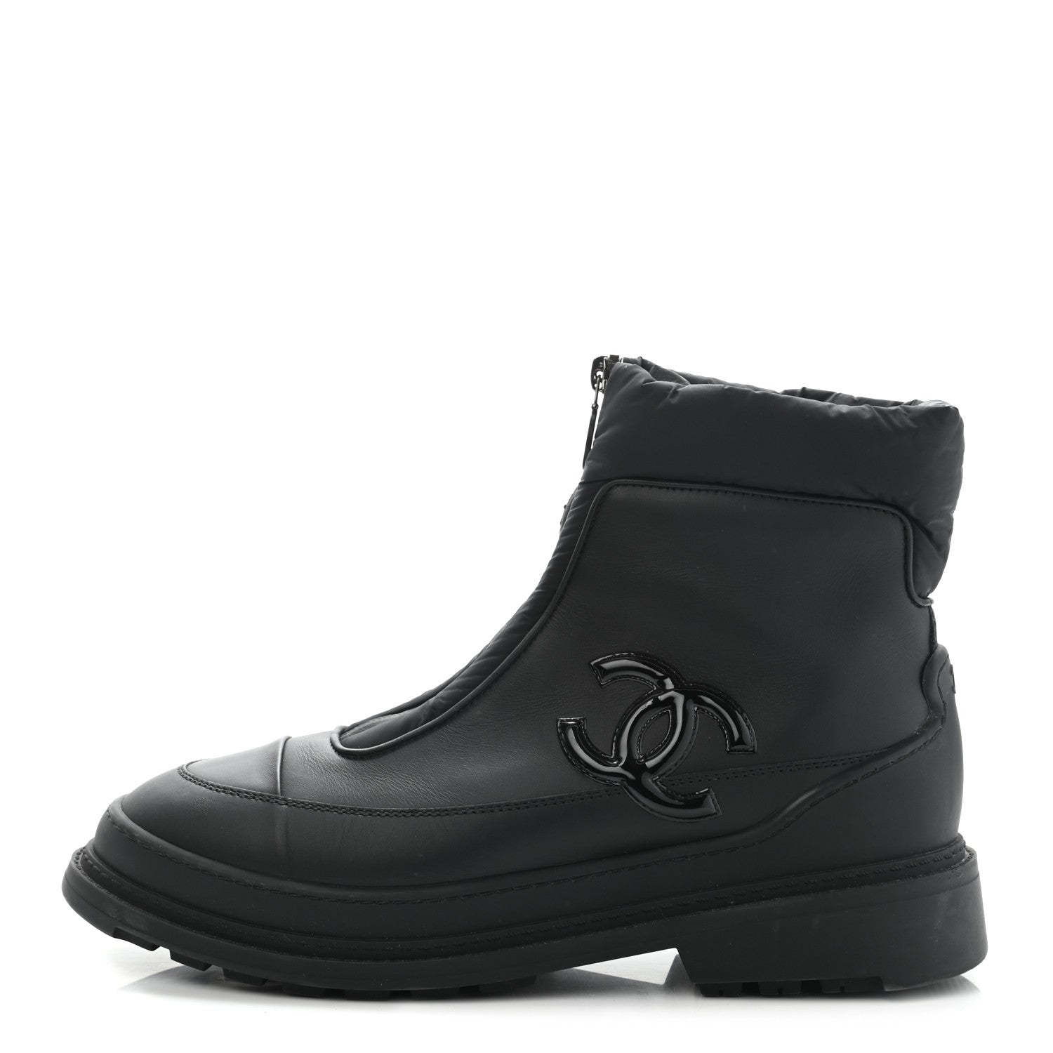 Chanel Calfskin Nylon CC Ankle Snow Boots 40.5 Black 1 of 15