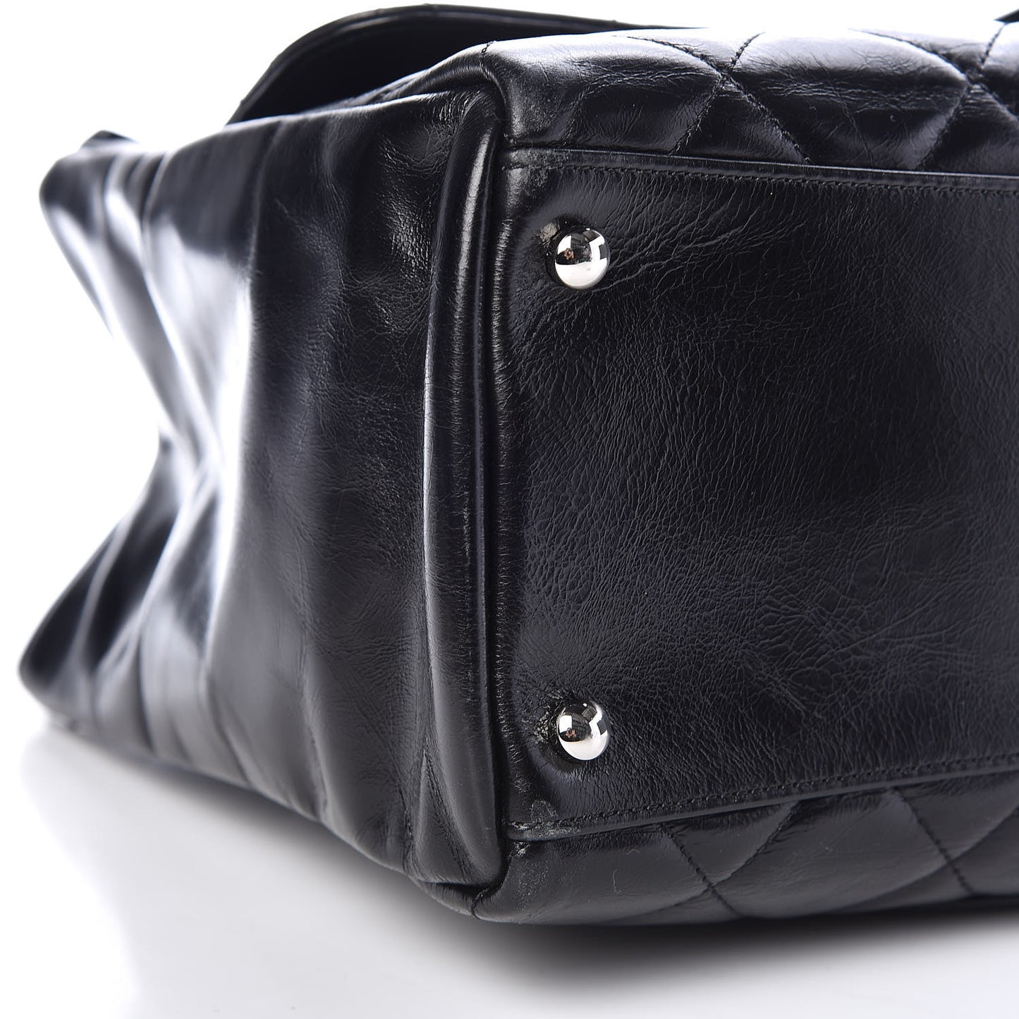 Glazed Calfskin Quilted Small CC Delivery Tote Black