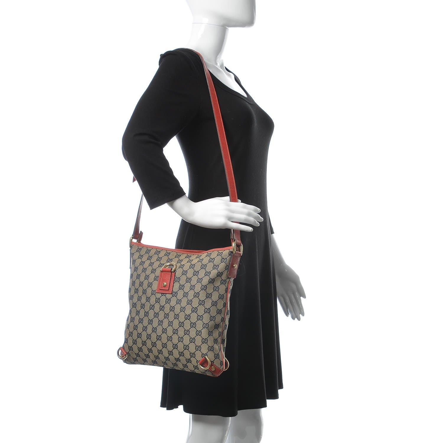 Gucci Monogram Abbey Messenger Bag Navy Red 2 of 14