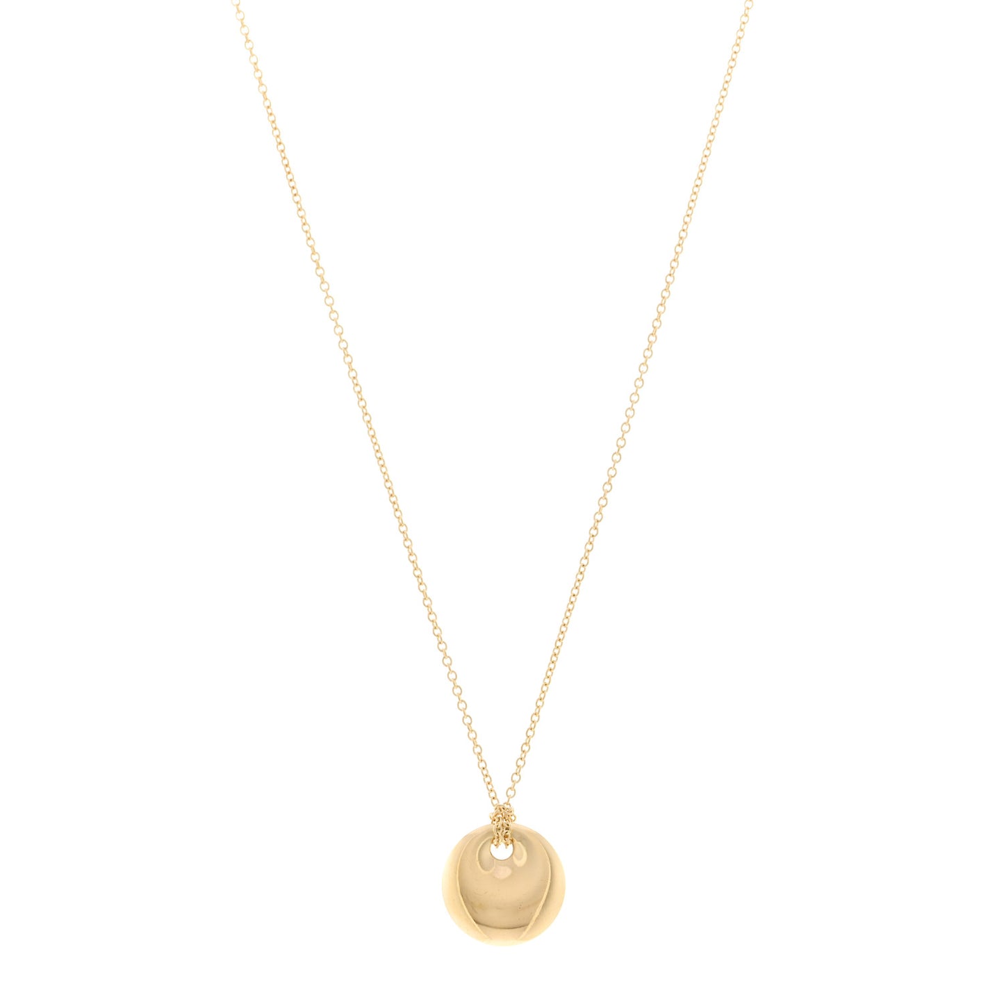 18K Yellow Gold Round Disc Pendant Necklace