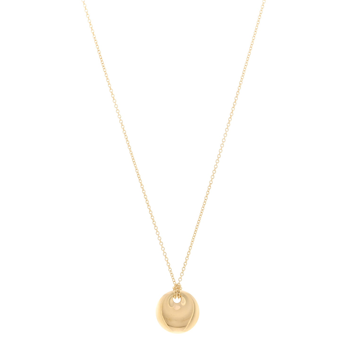 Tiffany 18K Yellow Gold Round Disc Pendant Necklace 1 of 4
