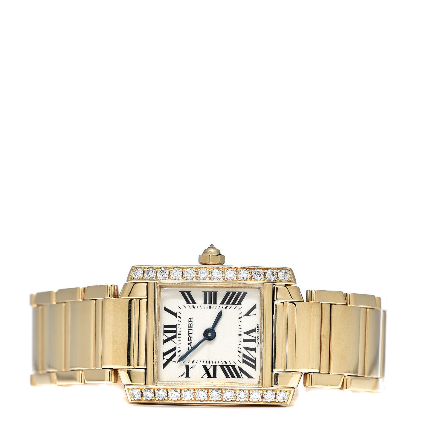 18K Yellow Gold Diamond 20mm Tank Francaise Quartz Watch