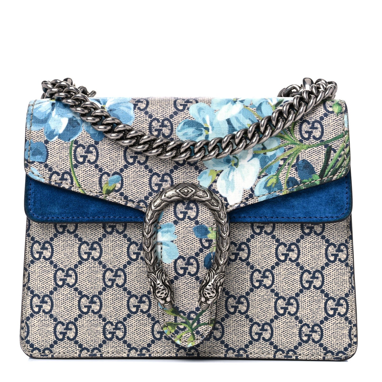 GG Supreme Monogram Blooms Mini Dionysus Shoulder Bag Beige Navy Vintage Blue