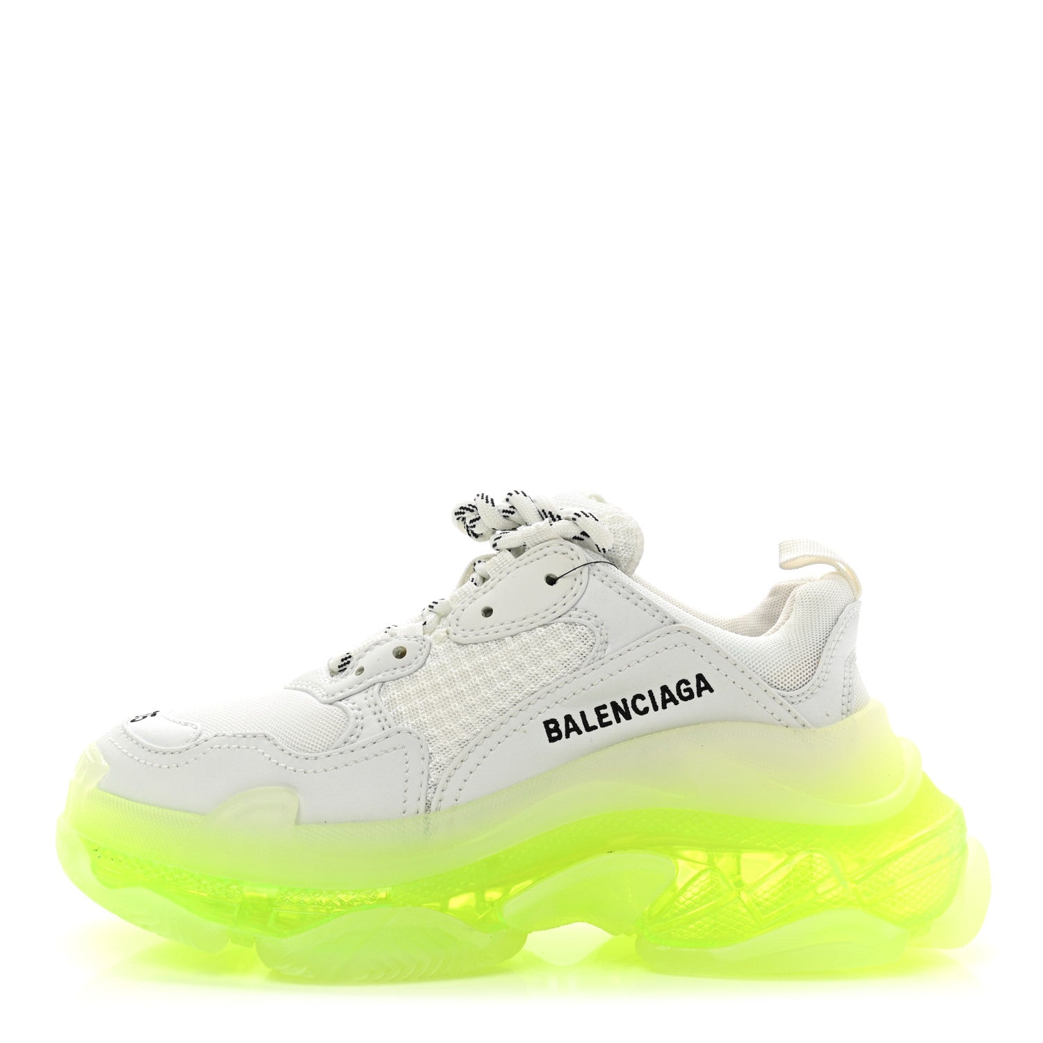 Balenciaga Fabric Mesh Clear Sole Fluo Womens Triple S Sneakers 35 White Fluo Yellow 1 of 10