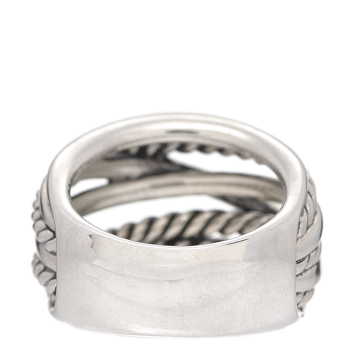 Sterling Silver 18mm Wide Crossover Cable Ring 57 8
