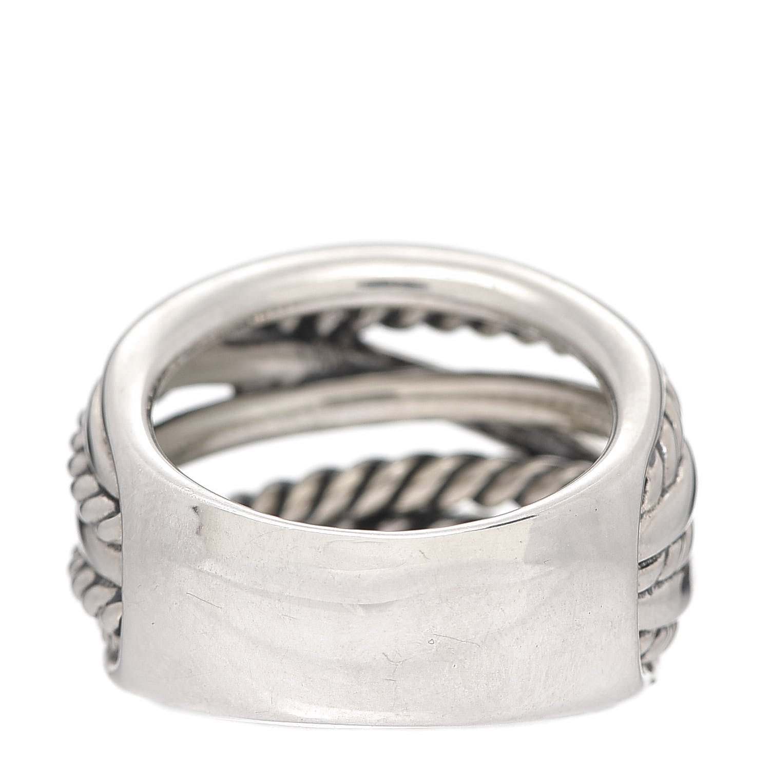 David Yurman Sterling Silver 18mm Wide Crossover Cable Ring 57 8 3 of 4
