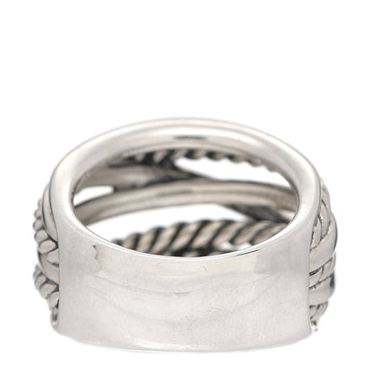 David Yurman Sterling Silver 18mm Wide Crossover Cable Ring 57 8 3 of 4