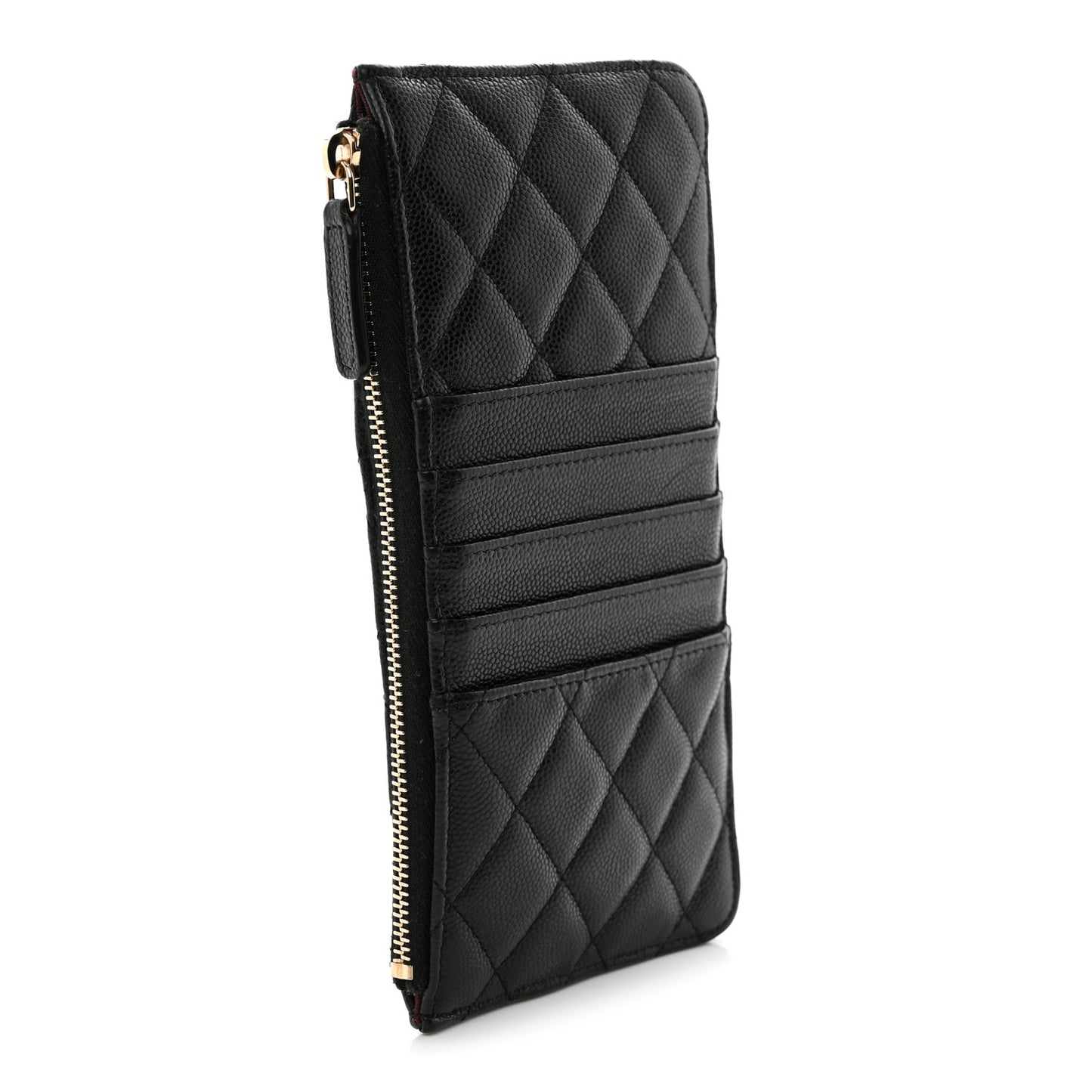 Caviar Quilted Classic Flat Wallet Pouch Black