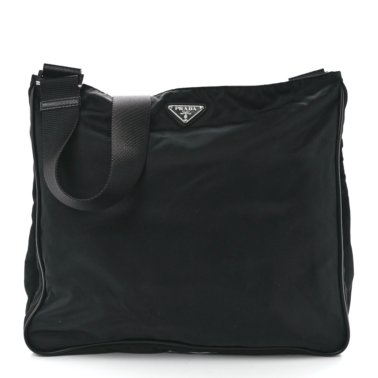Nylon Flat Messenger Bag Black