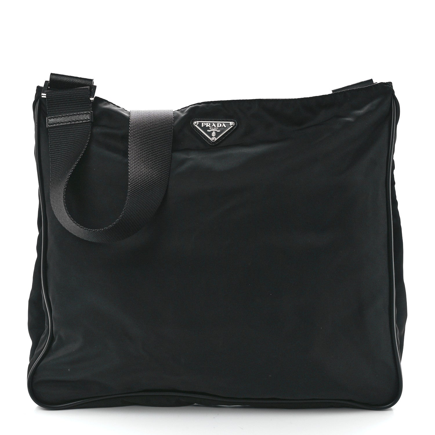 Prada Nylon Flat Messenger Bag Black 1 of 11