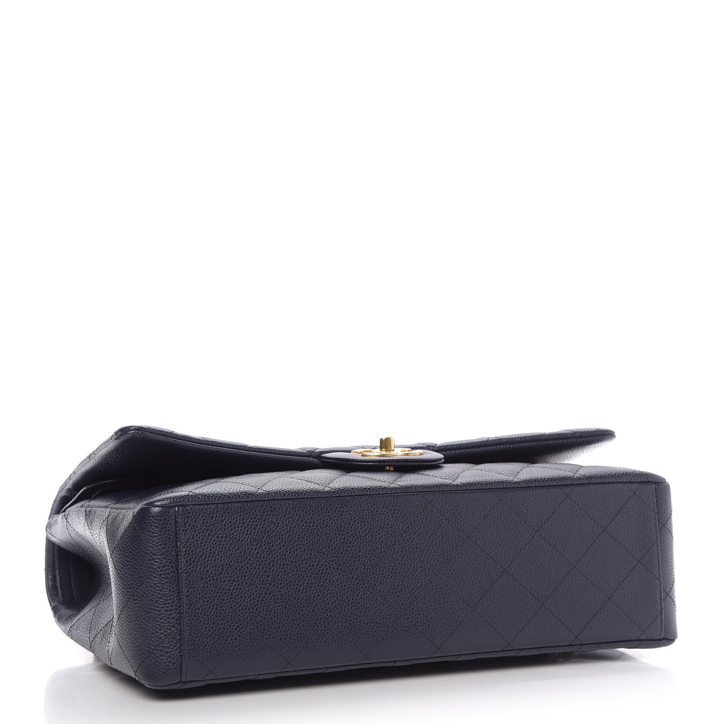 Caviar Quilted Maxi Double Flap Navy Blue