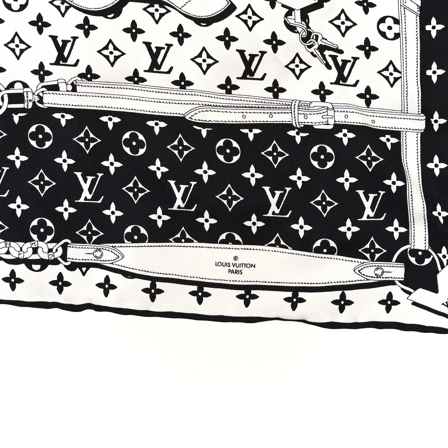 Silk Monogram Confidential Bandana Black White