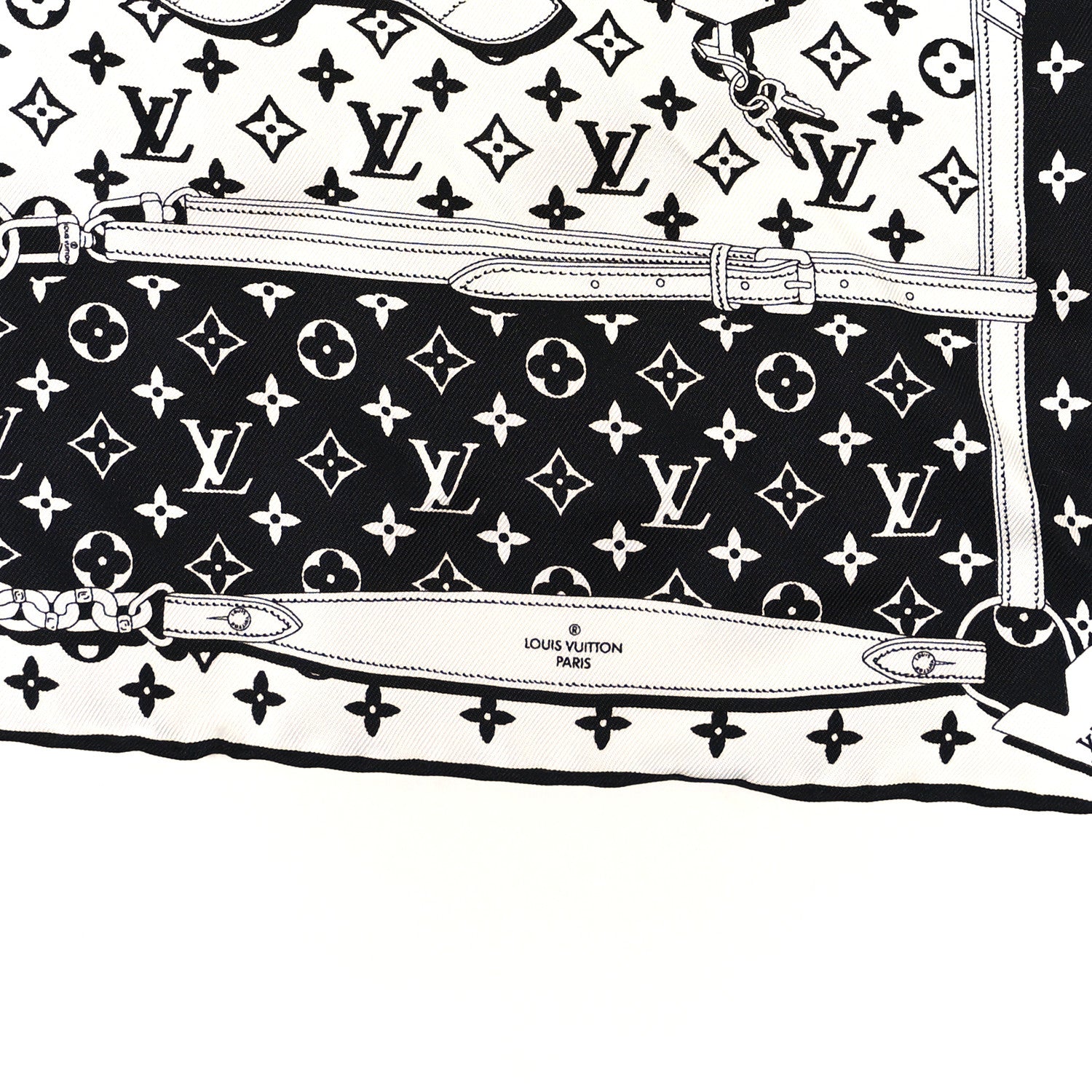 Louis Vuitton Silk Monogram Confidential Bandana Black White 2 of 3