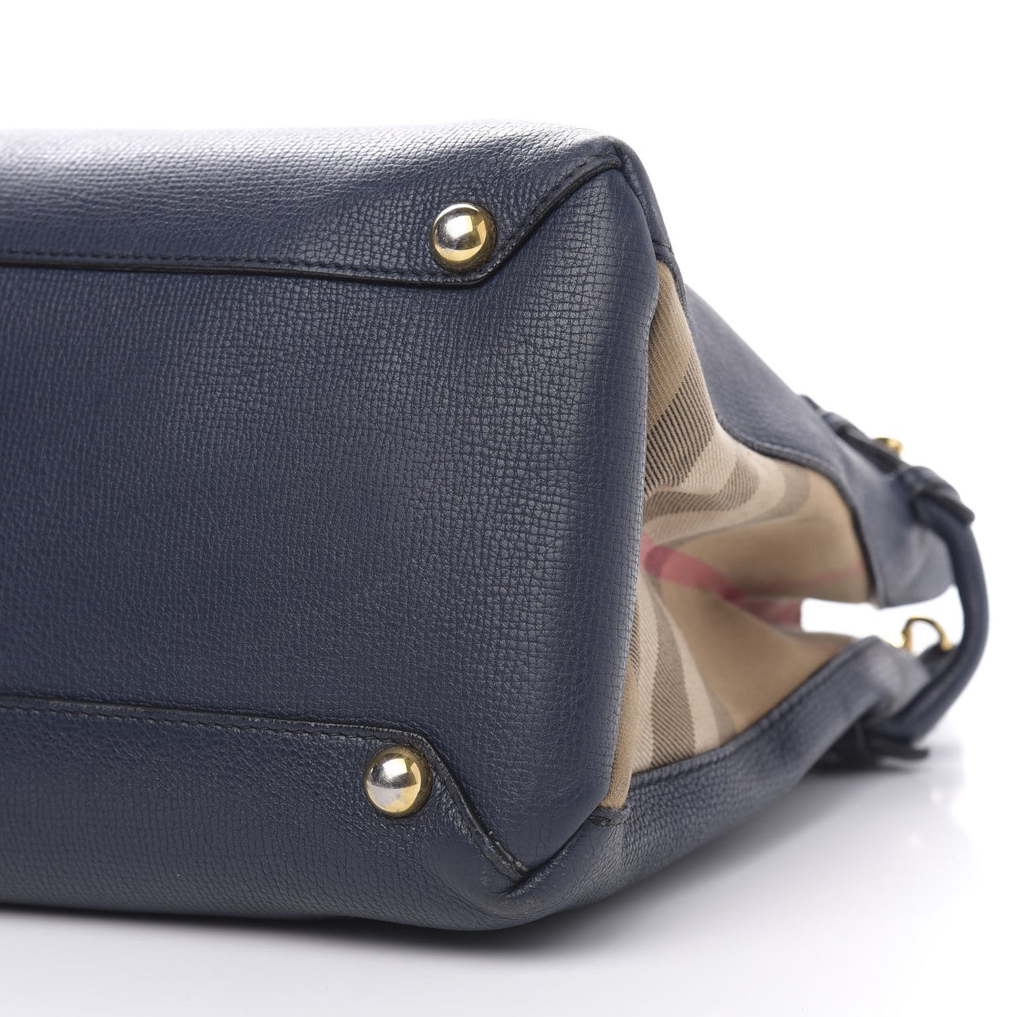 Grainy Calfskin House Check Medium Banner Tote Ink Blue