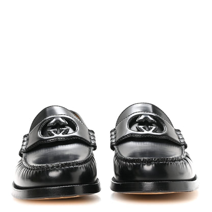 Gucci Calfskin Mens Interlocking G Millennial Ribot Loafers 8 Black 3 of 9