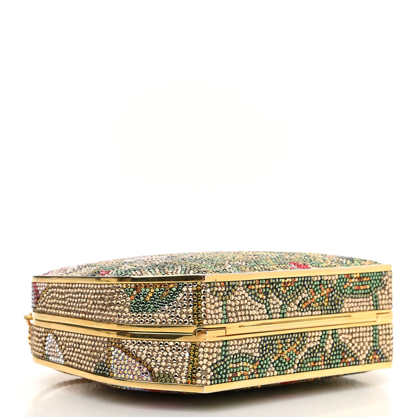 Swarovski Crystal Flower Minaudiere Clutch Gold